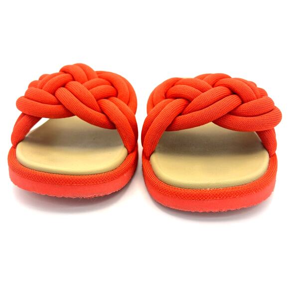 Rothy's The Summer Sandal Knot Slide Red Cushioned Flat 9.5 Square Toe - Picture 2 of 7